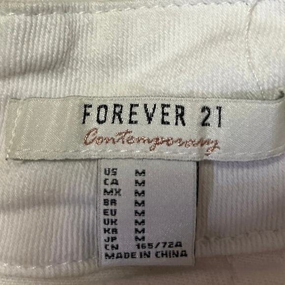 Forever 21 Women's White High Waisted Zip A Line Denim Jean Mini Skirt Size M - Picture 4 of 5